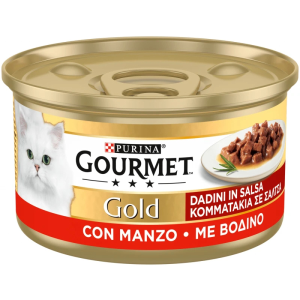 GOURMET GOLD ΚΟΜΜΑΤΑΚΙΑ ΣΕ ΣΑΛΤΣΑ ΜΕ ΒΟΔΙΝΟ 85G