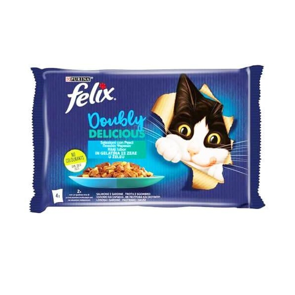 FELIX ΠΟΛΥΣΥΣΚΕΥΑΣΙΑ ΠΟΙΚΙΛIA ΨΑΡΙΚΩΝ ΣΕ ΖΕΛΕ ΜΕ ΣΑΡΔΕΛΑ, ΣΟΛΟΜΟ & ΠΕΣΤΡΟΦΑ, ΣΚΟΥΜΠΡΙ 4X85G