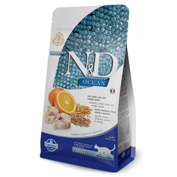 N&D LOW GRAIN CAT OCEAN FISH & ORANGE ADULT 10KG