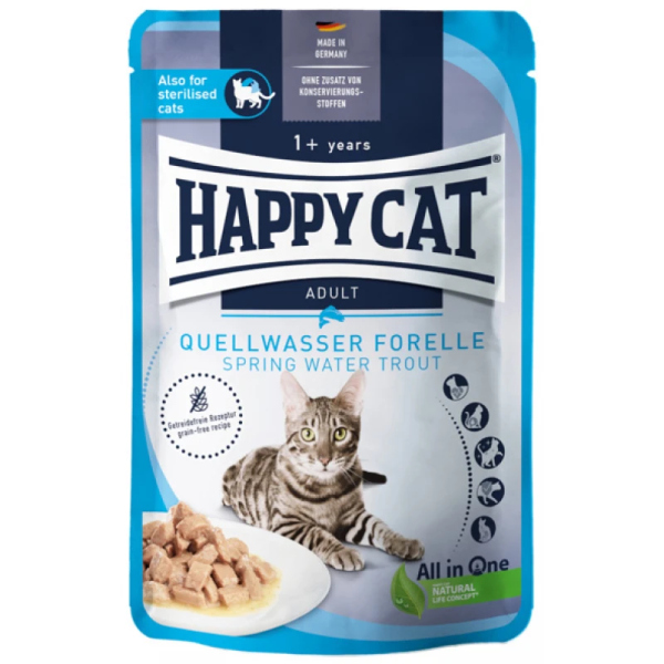 HAPPY CAT ΥΓΡΗ ΤΡΟΦΗ ΓΑΤΑΣ ME ΠΕΣΤΡΟΦΑ ΣΕ ΣΑΛΤΣΑ 85GR