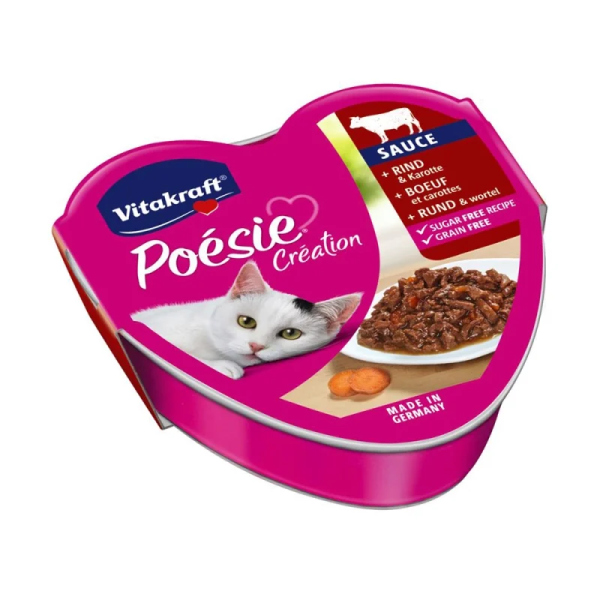 VITAKRAFT ΚΕΣΕΔΑΚΙ POESIE ΒΟΔΙΝΟ ΣΕ ΣΑΛΤΣΑ & ΚΑΡΟΤΑ 85GR