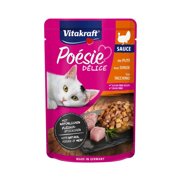 VITAKRAFT ΦΑΚΕΛΑΚΙ ΓΑΤΑΣ POESIE DELISAUCE TURKEY BREAST 85G