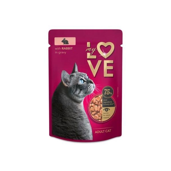MYLOVE ΦΑΚΕΛΑΚΙ ΓΑΤΑΣ TURKEY & RABBIT IN GRAVY 85G