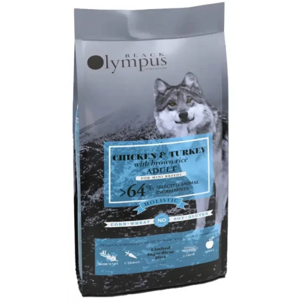 OLYMPUS LOW GRAIN MINI ADULT CHICKEN & TURKEY & BROWN RICE 2KG