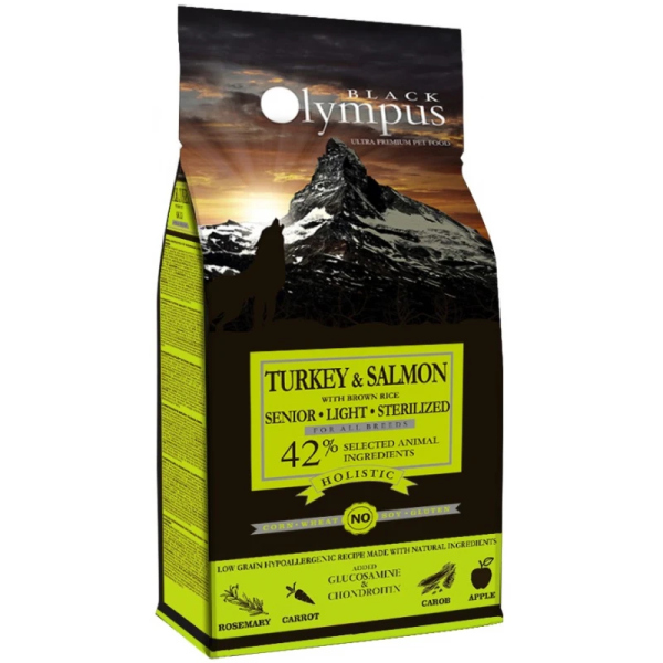 OLYMPUS LOW GRAIN SENIOR LIGHT STERILIZED TURKEY SALMON & BROWN RICE 2KG