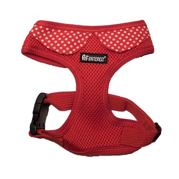 PET-INTEREST MESH HARNESS RED & COLLAR DOTS XL