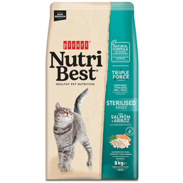 PICART NUTRIBEST CAT STERILIZED SALMON & RICE 8KG