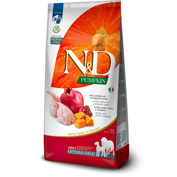 N&D DOG PUMPKIN QUAIL ADULT MED/MAX 12KG