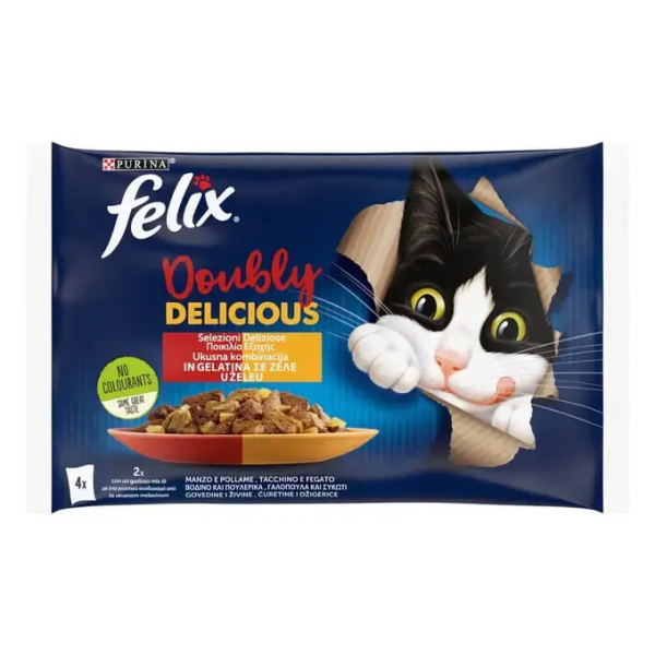 FELIX ΠΟΛΥΣΥΣΚΕΥΑΣΙΑ DOUBLY DELICIOUS ΠΟΙΚΙΛΙΑ ΚΡΕΑΤΙΚΩΝ ΣΕ ΖΕΛΕ 4X85G