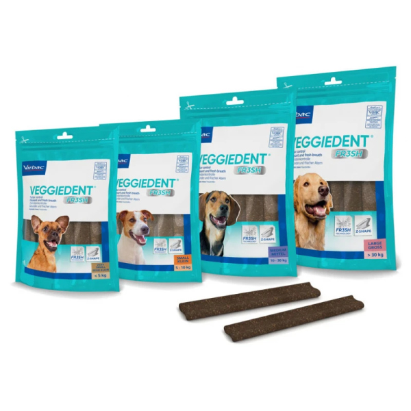 VIRBAC VEGGIEDENTS DENTAL LARGE ΓΙΑ ΑΝΩ ΤΩΝ 30KG ΜΕ ΧΛΩΡΕΞΙΔΙΝΗ 15ΤΜΧ 490G