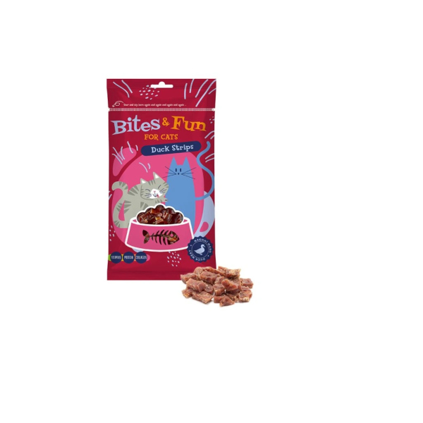 AKINU BITES & FUN DUCK STRIPS 60GR ΛΙΧΟΥΔΙΕΣ ΜΕ ΠΑΠΙΑ