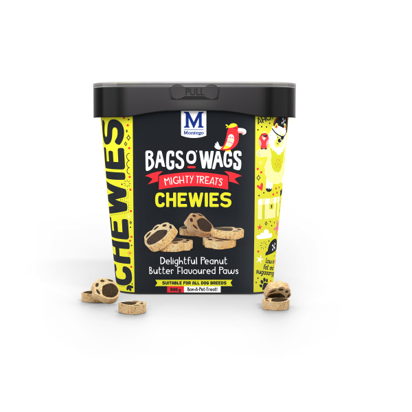 BAGS O' WAGS CHEWIES PEANUT BUTTER PAWS 500G
